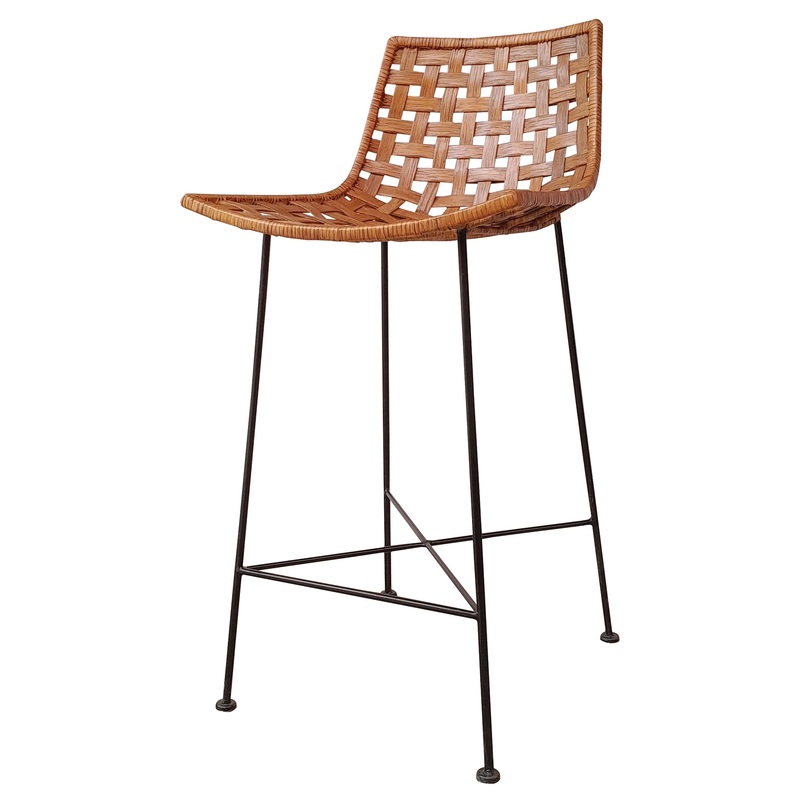 Lido Bar Stool, Iron & Rattan By HomArt