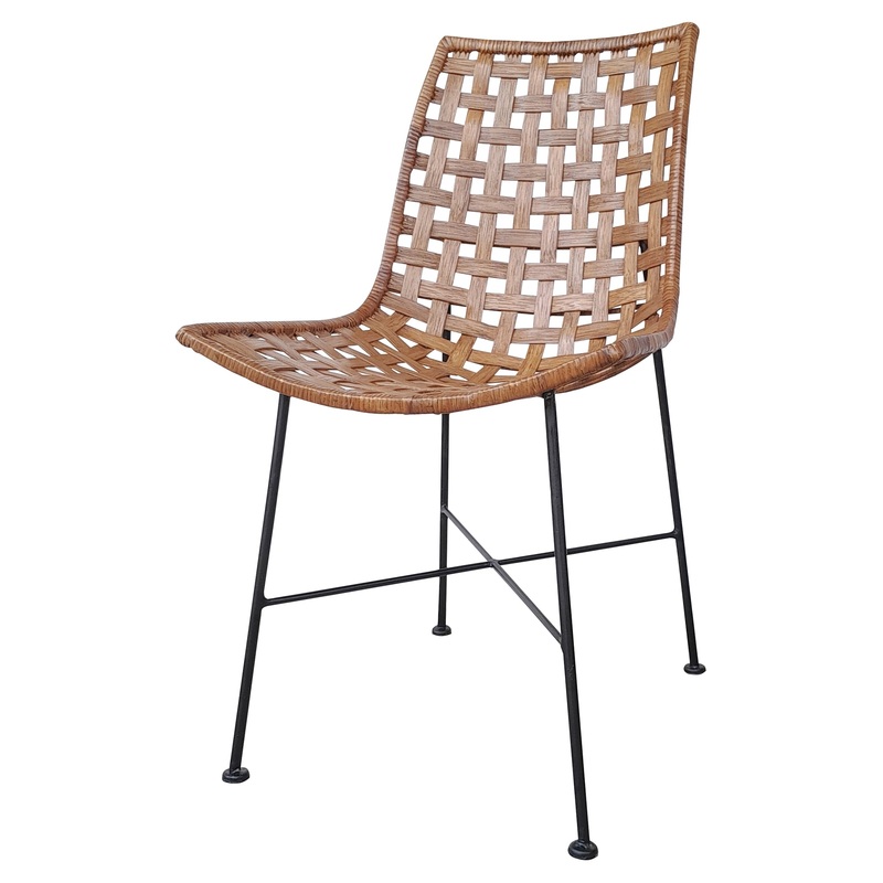 Lido Dining Chair, Iron & Rattan By HomArt