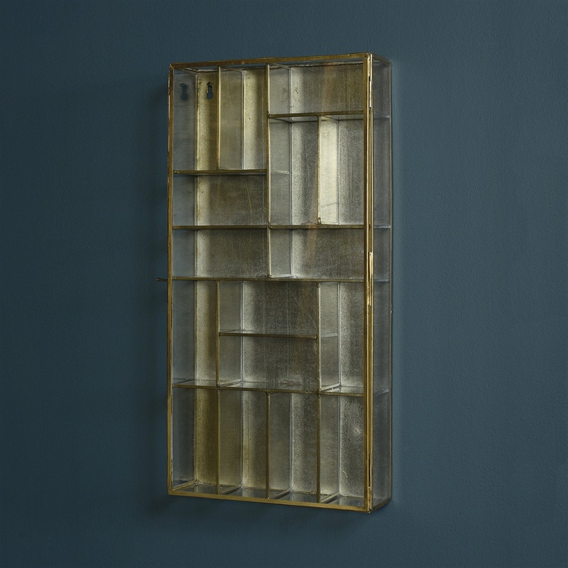 Monroe Divided Wall Case - Brass By HomArt