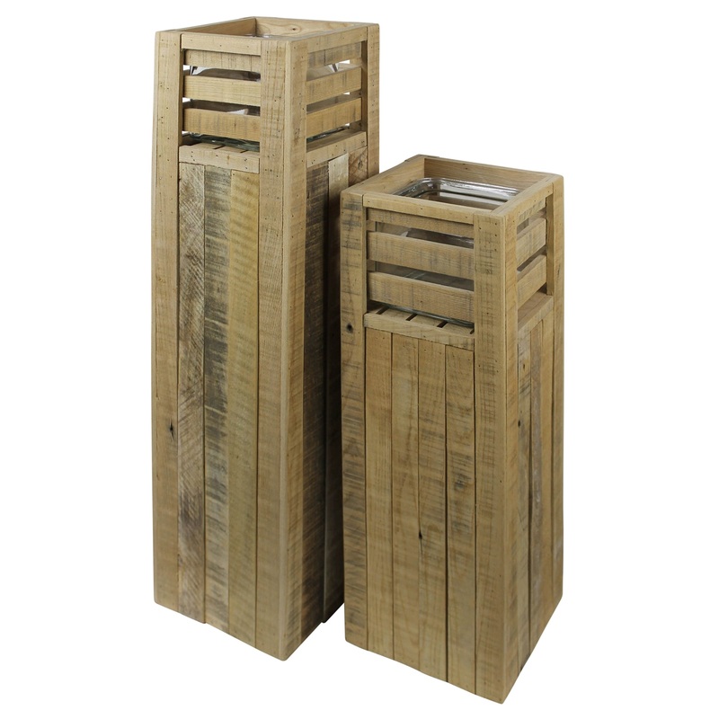 Shaw Wood Hurricane with Glass - Large By HomArt
