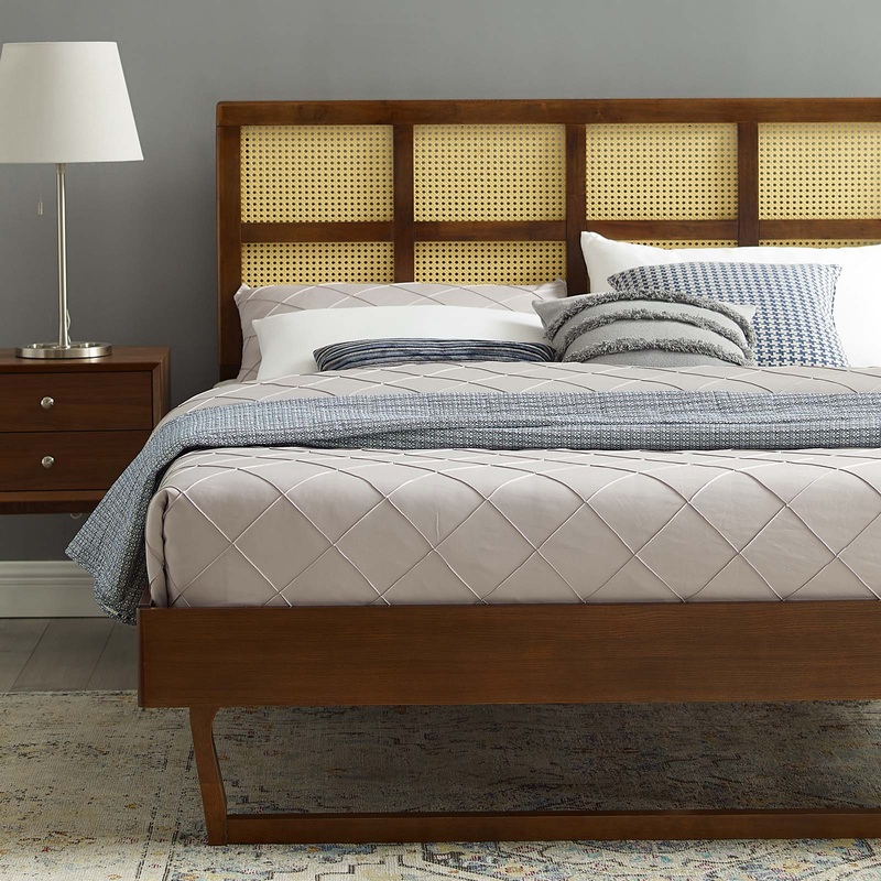 Sidney Cane and Wood Full Platform Bed With Angular Legs By Modway - MOD-6371