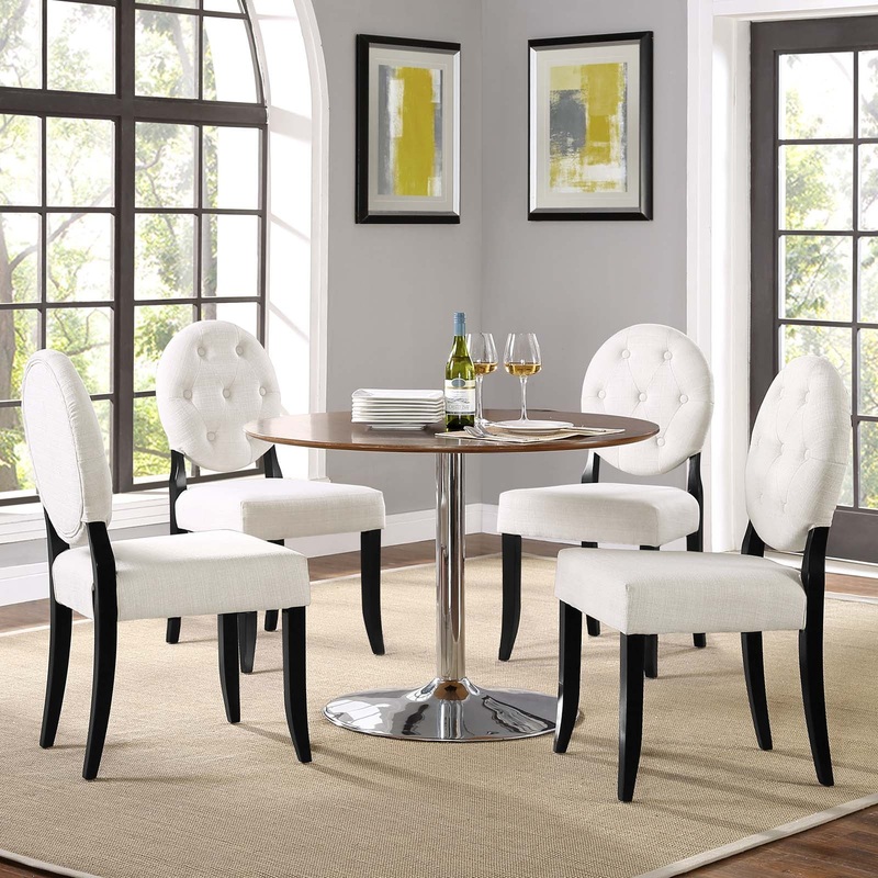 Button Dining Side Chair Upholstered Fabric Set of 4 By Modway - EEI-3376