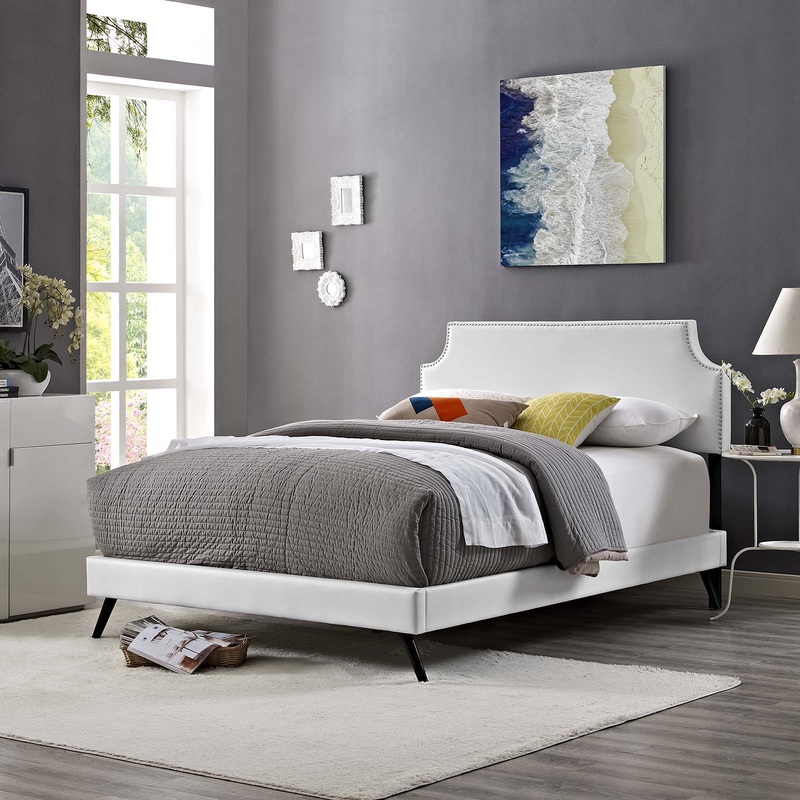 Corene Full Vinyl Platform Bed with Round Splayed Legs By Modway - MOD-5944