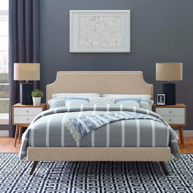 Corene Queen Fabric Platform Bed with Round Splayed Legs By Modway - MOD-5947