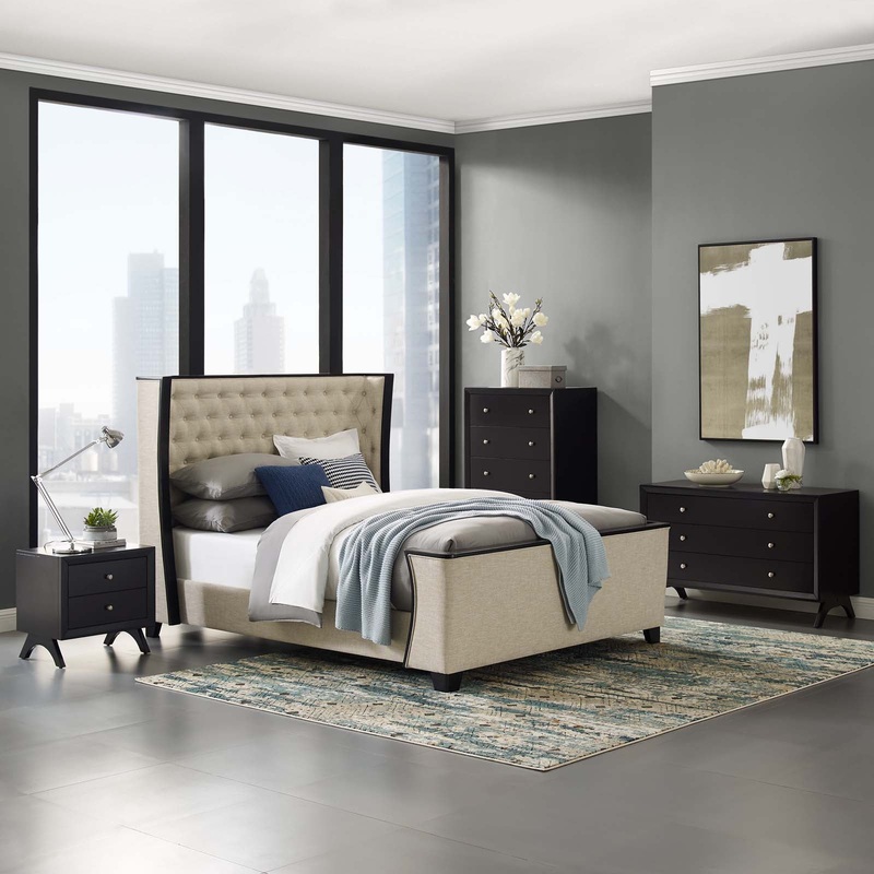 Galia Queen Upholstered Linen Fabric Platform Bed By Modway - MOD-6052