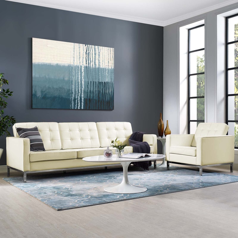 Loft 2 Piece Leather Sofa and Armchair Set By Modway - EEI-3099