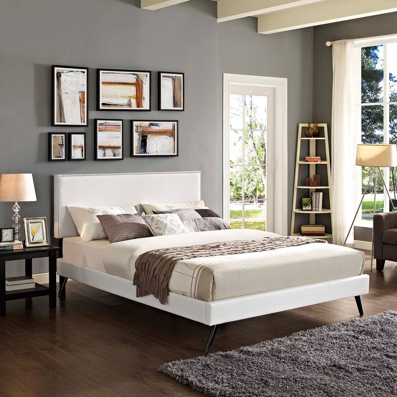 Macie Full Vinyl Platform Bed with Round Splayed Legs By Modway - MOD-5960