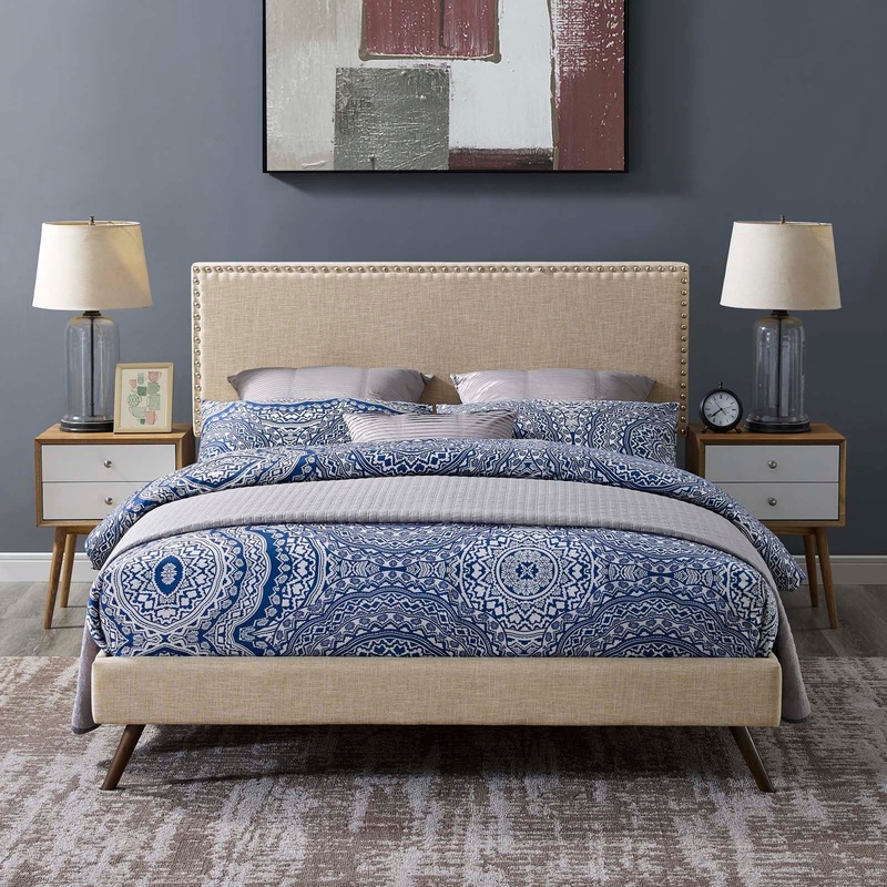 Macie Queen Fabric Platform Bed with Round Splayed Legs By Modway - MOD-5963