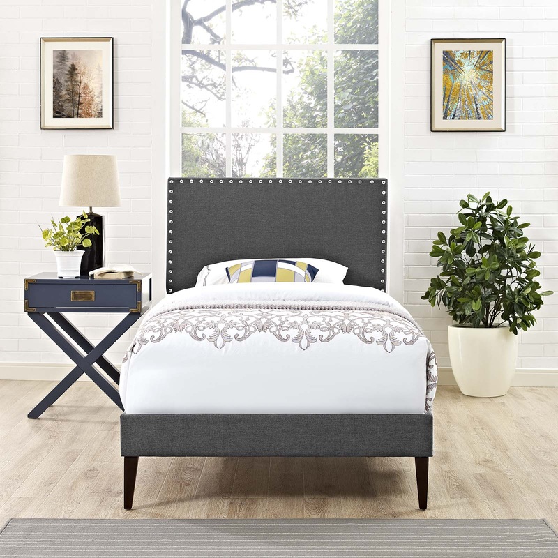 Macie Twin Fabric Platform Bed with Squared Tapered Legs By Modway - MOD-5967