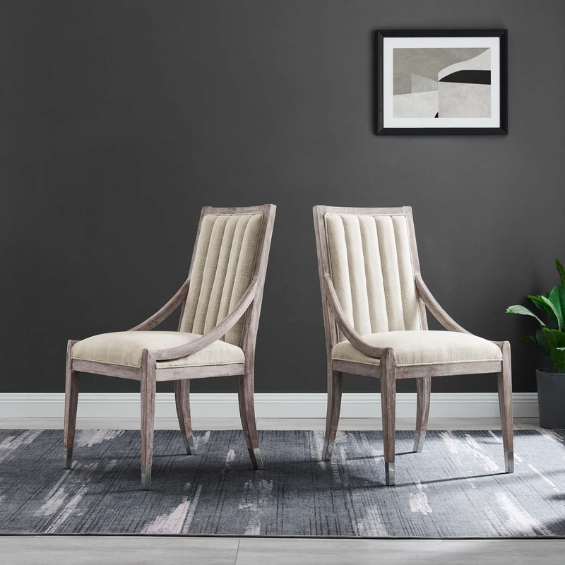 Maison French Vintage Tufted Fabric Dining Armchairs Set of 2 By Modway - EEI-6624