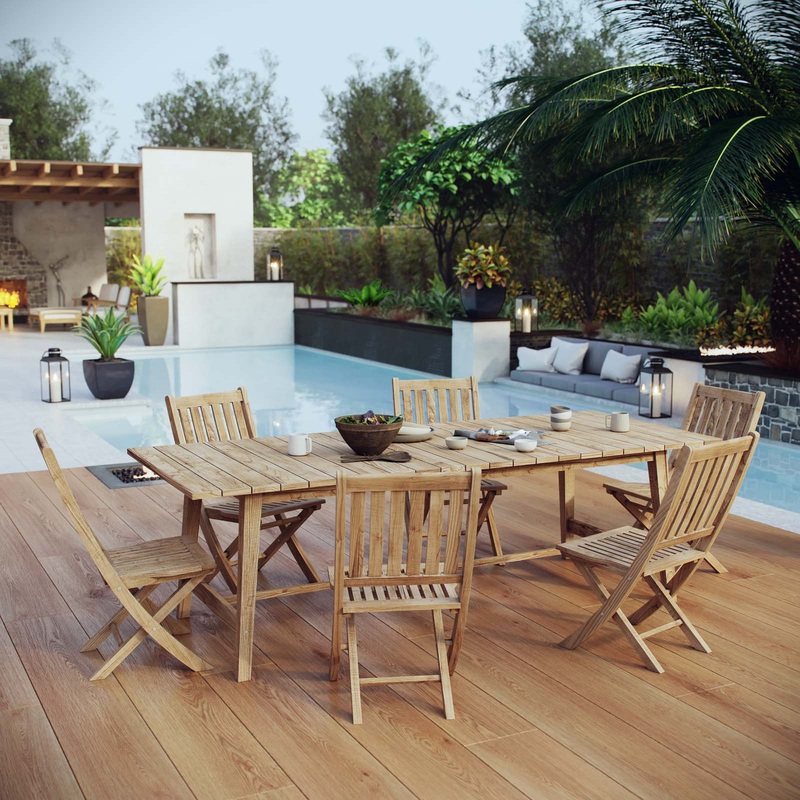 Marina 7 Piece Outdoor Patio Teak Dining Set By Modway - EEI-3309