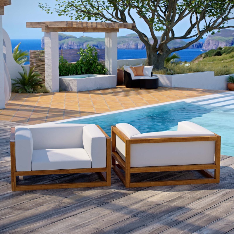 Newbury 2 Piece Outdoor Patio Premium Grade A Teak Wood Set By Modway - EEI-3627