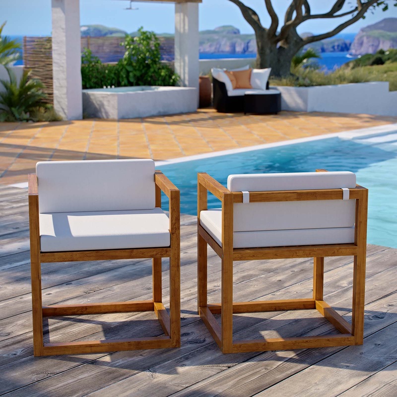 Newbury Outdoor Patio Premium Grade A Teak Wood Accent Armchair Set of 2 By Modway - EEI-4029