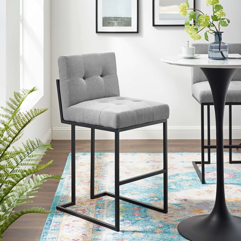 Privy Black Stainless Steel Upholstered Fabric Bar Stool By Modway - EEI-3857