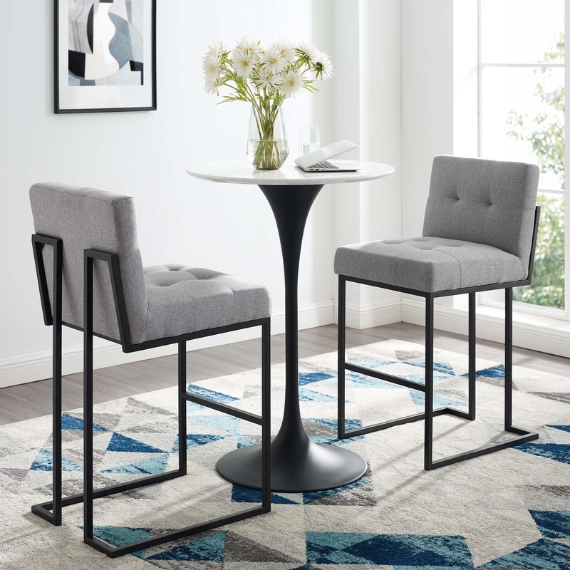 Privy Black Stainless Steel Upholstered Fabric Bar Stool Set of 2 By Modway - EEI-4159