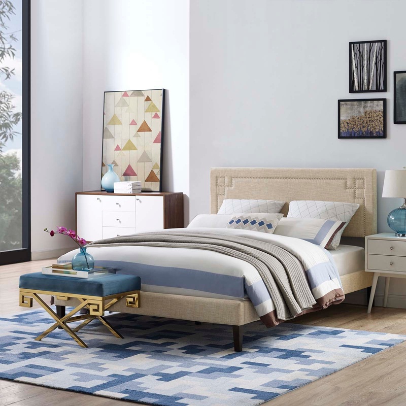 Ruthie Full Fabric Platform Bed with Squared Tapered Legs By Modway - MOD-5937
