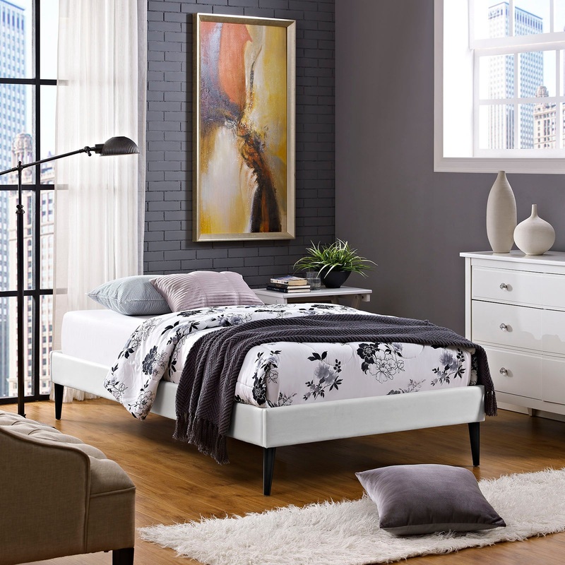 Sherry Twin Vinyl Bed Frame with Round Tapered Legs By Modway - MOD-5581