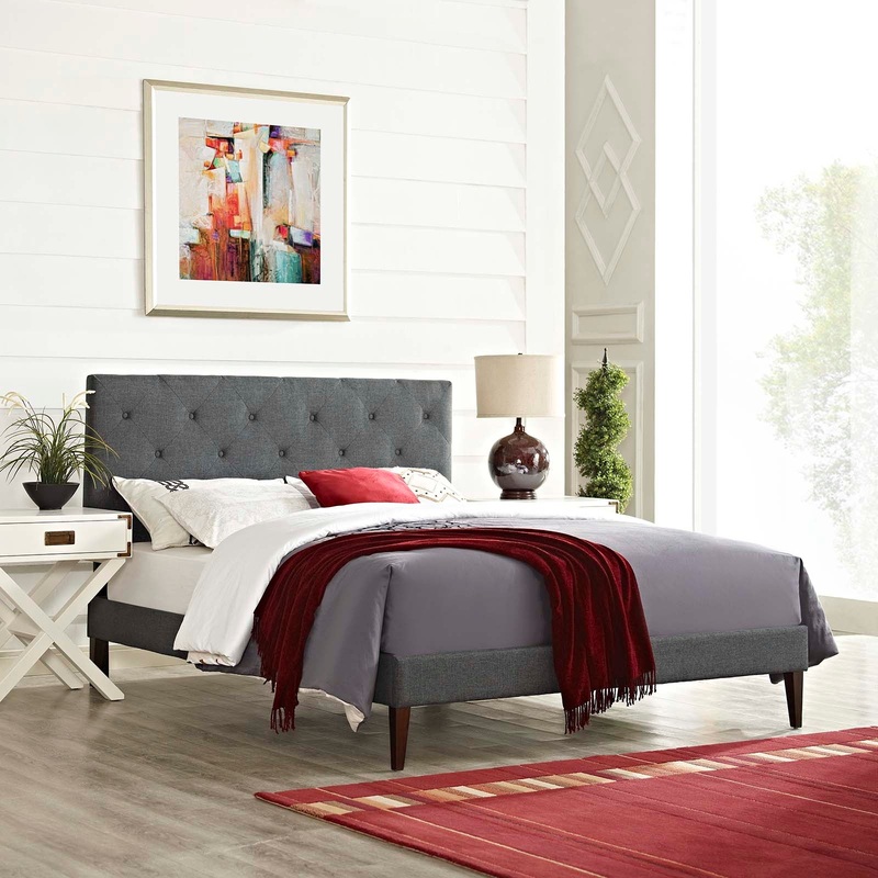 Tarah King Fabric Platform Bed with Squared Tapered Legs By Modway - MOD-5989