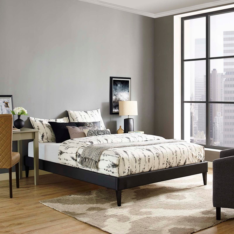 Tessie King Vinyl Bed Frame with Squared Tapered Legs By Modway - MOD-5900