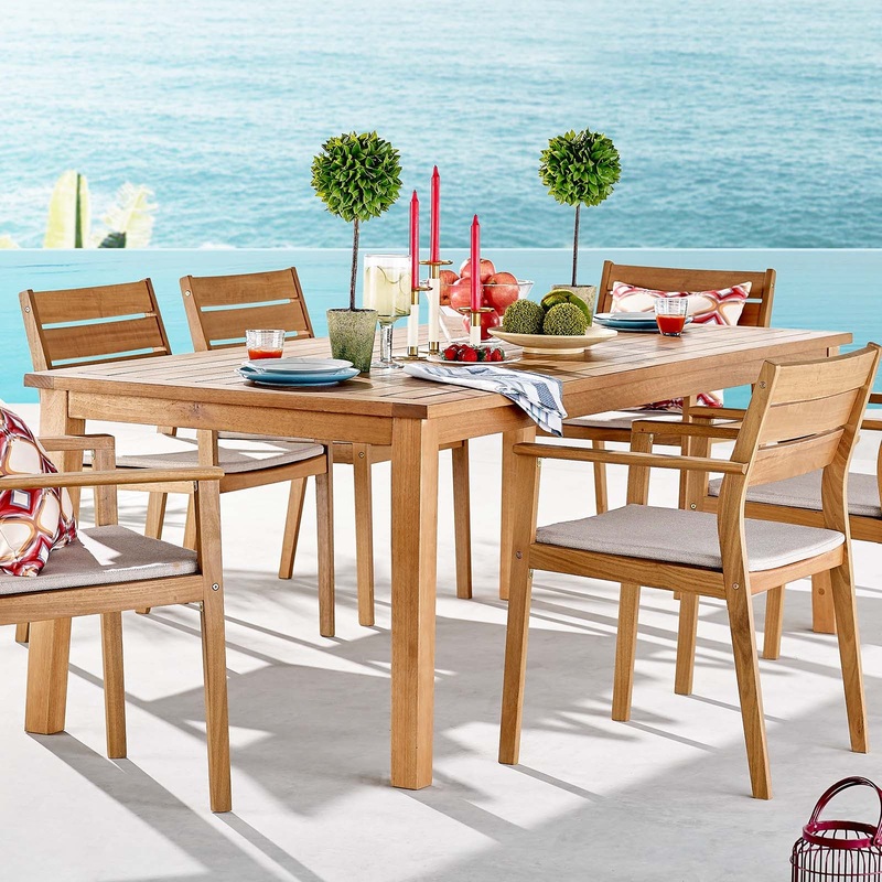 Viewscape 83" Outdoor Patio Ash Wood Dining Table By Modway - EEI-3709