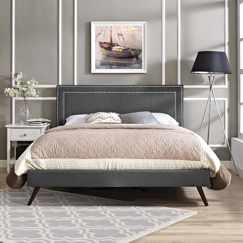 Virginia Queen Fabric Platform Bed with Round Splayed Legs By Modway - MOD-5915