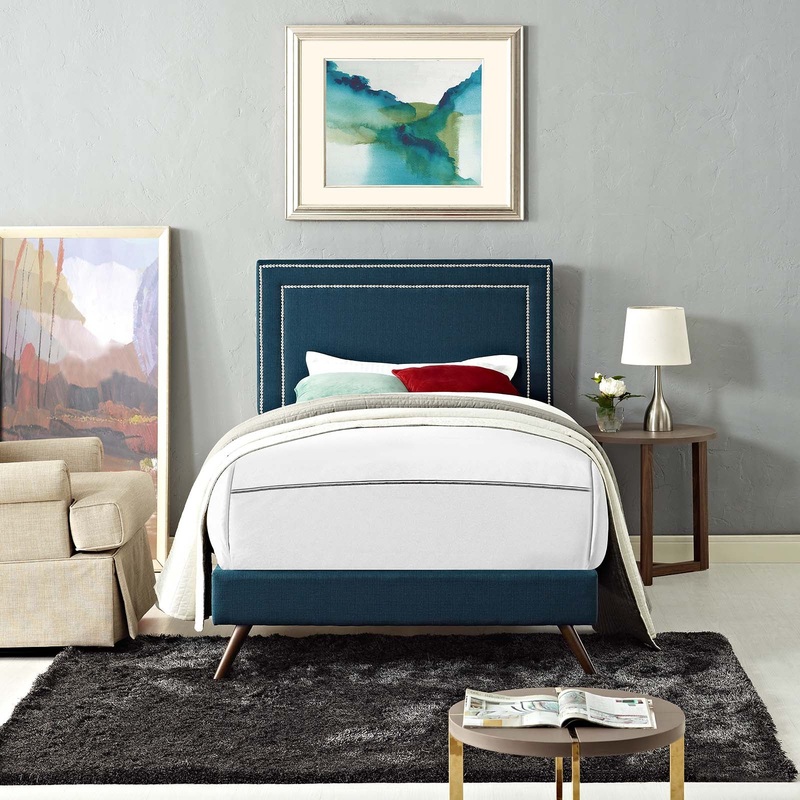 Virginia Twin Fabric Platform Bed with Round Splayed Legs By Modway - MOD-5911