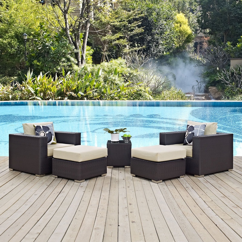 Convene 5 Piece Outdoor Patio Sectional Set By Modway - EEI-2366