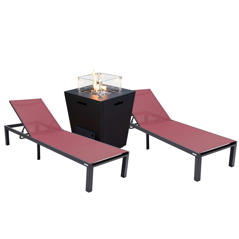 LeisureMod Marlin Modern Aluminum Outdoor Patio Chaise Lounge Chair Set of 2 - MLBLCF21-77BRG2