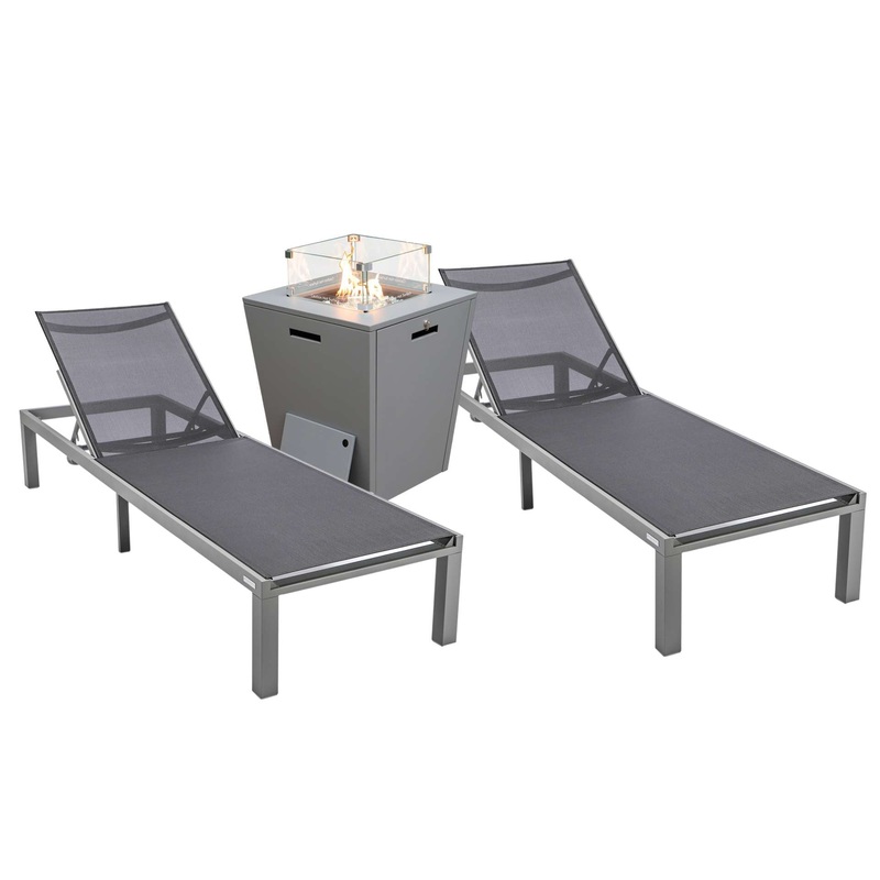 LeisureMod Marlin Modern Aluminum Outdoor Patio Chaise Lounge Chair Set of 2 - MLGRCF21-77BL2