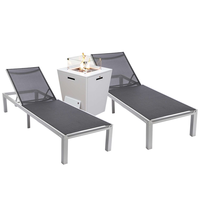 LeisureMod Marlin Modern Aluminum Outdoor Patio Chaise Lounge Chair Set of 2 - MLWCF21-77BL2
