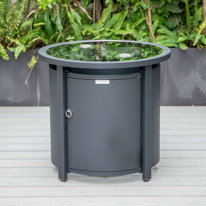 LeisureMod Walbrooke Black Patio Round Tank Holder