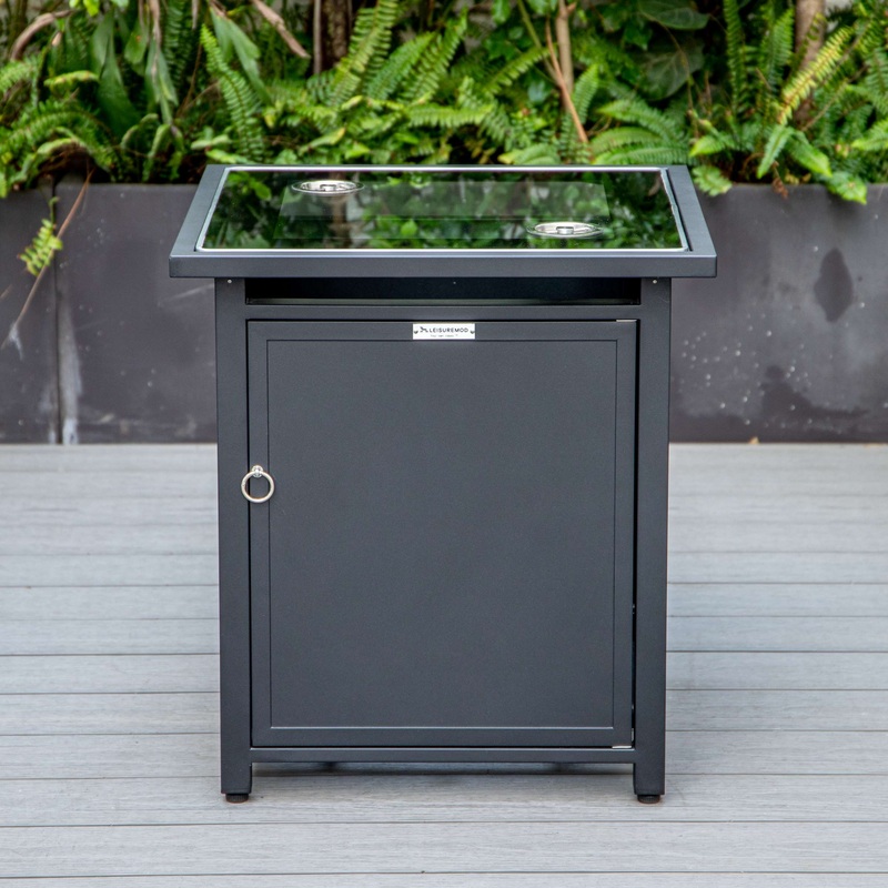 LeisureMod Walbrooke Black Patio Square Tank Holder