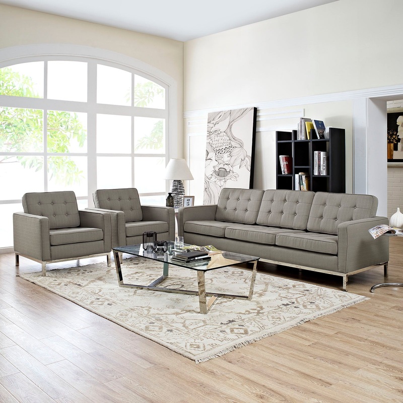 Loft 3 Piece Upholstered Fabric Sofa and Armchair Set By Modway - EEI-2439