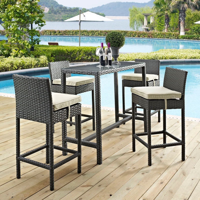 Sojourn 5 Piece Outdoor Patio Sunbrella Pub Set By Modway - EEI-1968