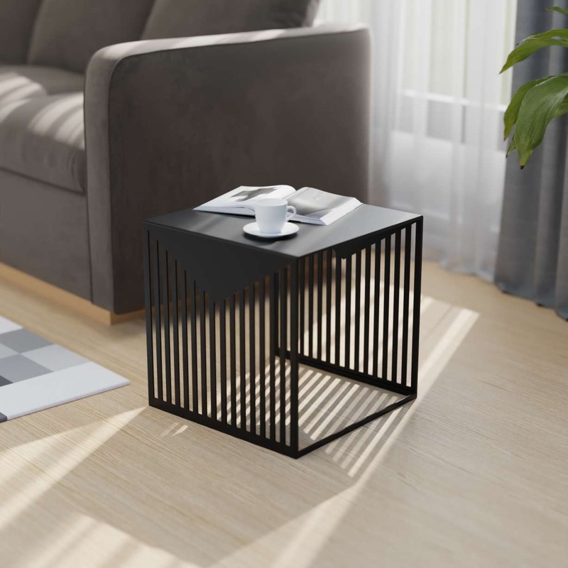 LeisureMod Cisco Modern Square Steel Side Table with Powder Coated Finish
