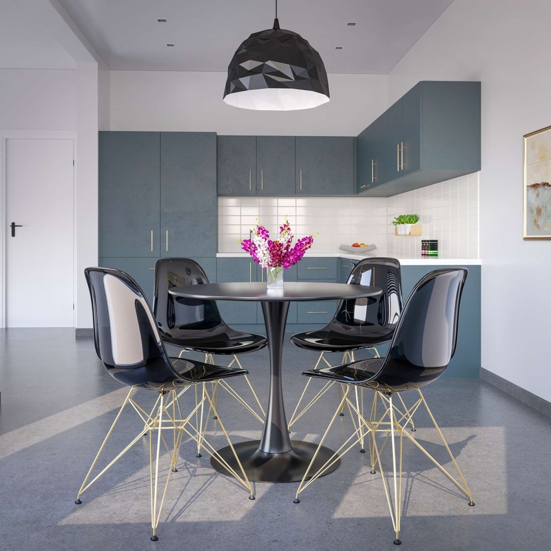 LeisureMod Cresco Molded Eiffel Side Chair with Gold Base - CR19TBLG