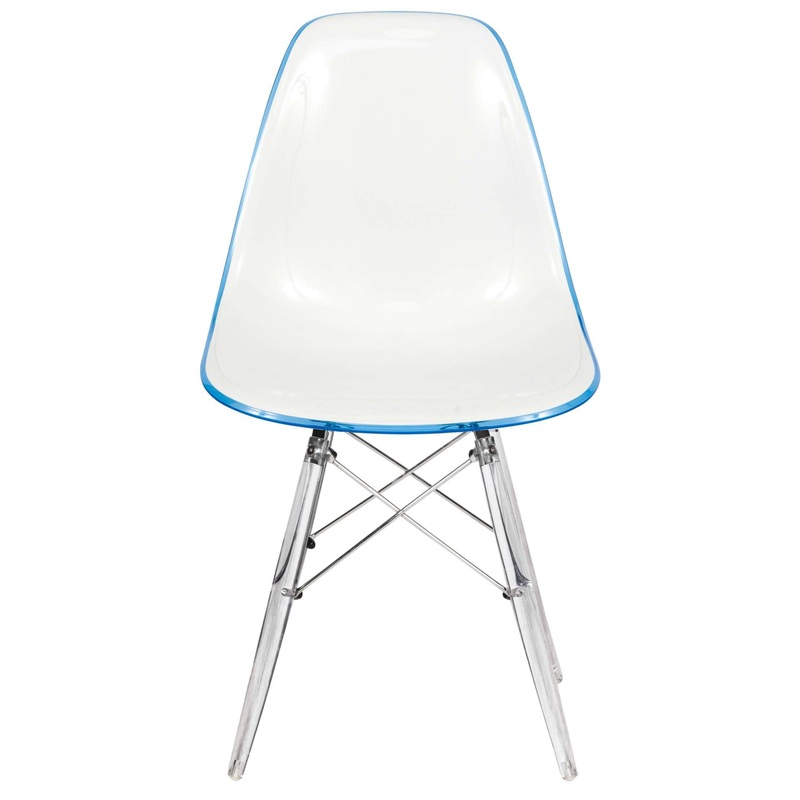 LeisureMod Dover Molded Side Chair with Acrylic Base - EPC19WBU