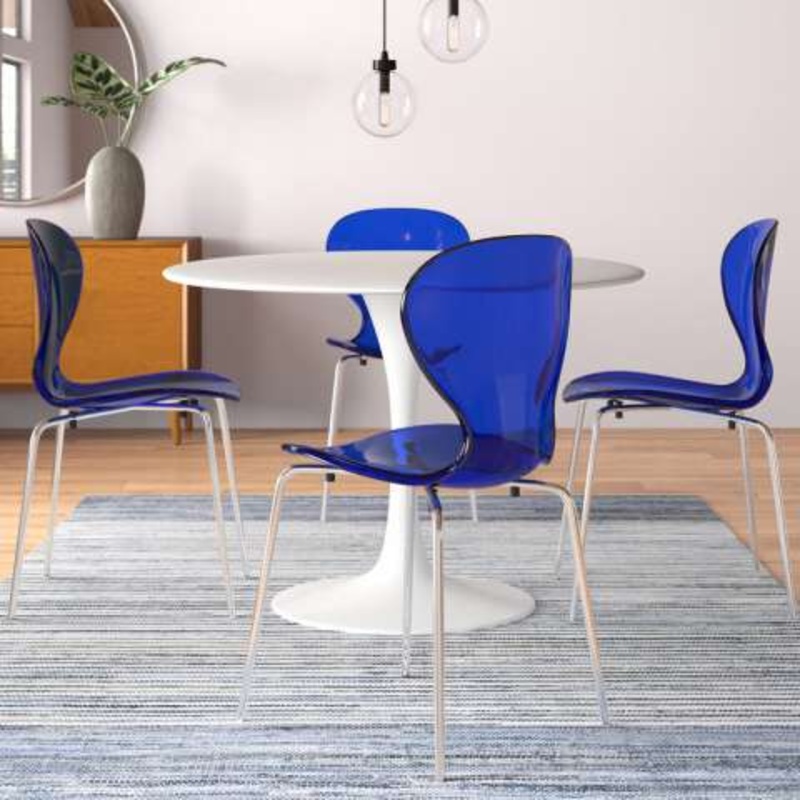 LeisureMod Modern Oyster Transparent Side Chair - OC17TBU