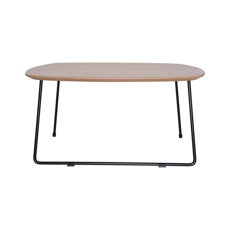 LeisureMod Pemborke Mid Century Modern Square Coffee Table with Wood Top and Powder Coated Iron Frame