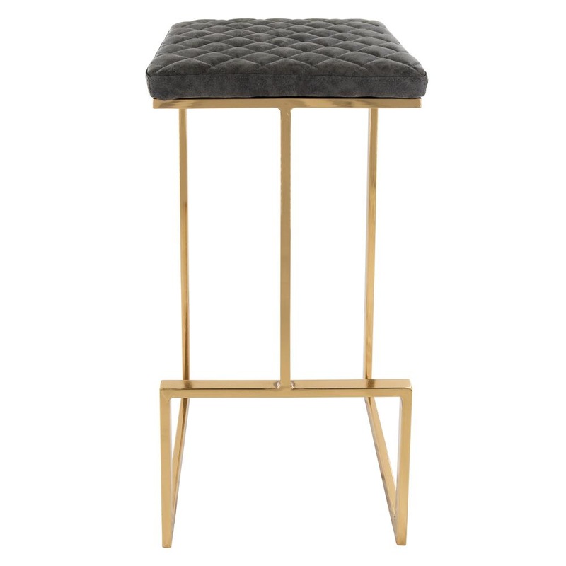 LeisureMod Quincy Quilted Stitched Leather Bar Stools With Gold Metal Frame - QSG29GR