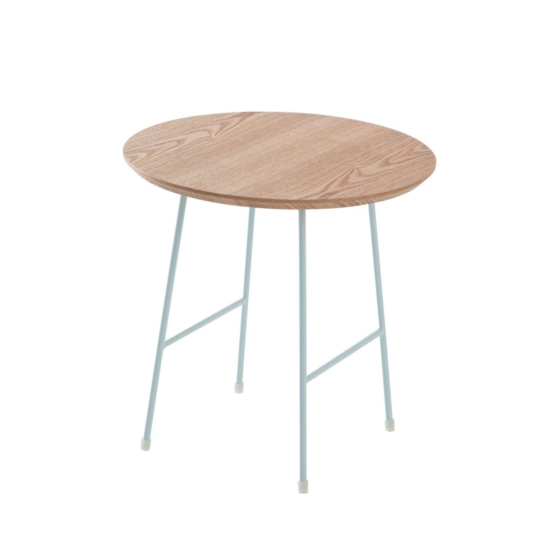 LeisureMod Rossmore Mid Century Modern Round Side Table With White Steel Frame