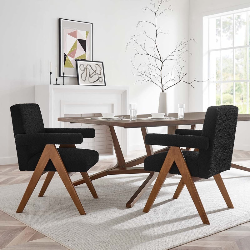 Lyra Boucle Fabric Dining Room Chair - Set of 2 By Modway - EEI-6506