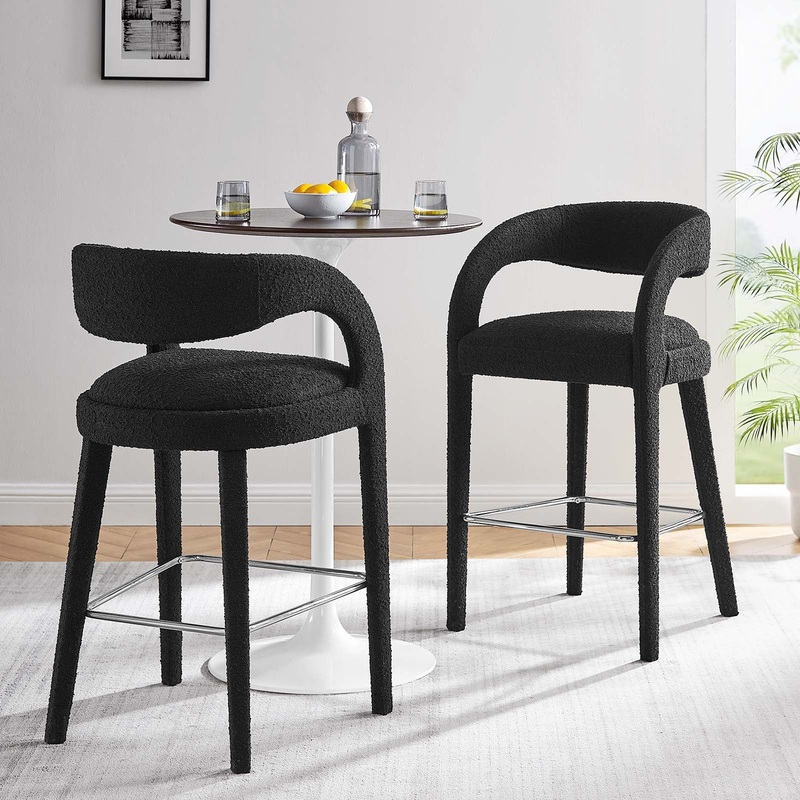Pinnacle Boucle Upholstered Bar Stool Set of Two By Modway - EEI-6568
