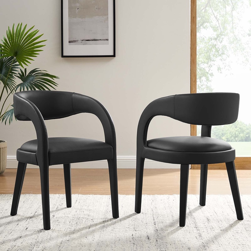 Pinnacle Vegan Leather Dining Chair Set of Two By Modway - EEI-6561