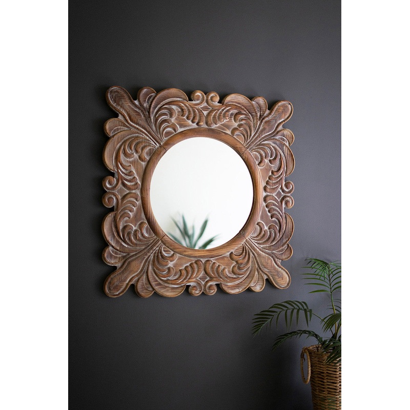 Carved Fleur De Lis Framed Mirror By Kalalou