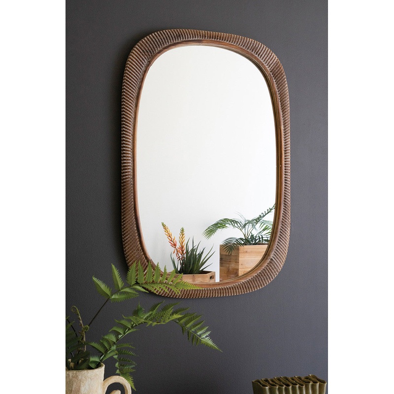 Carved Wooden Framed Mirror By Kalalou