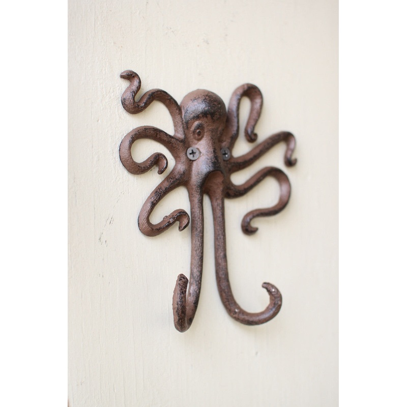 Cast Iron Octopus Wall Hook (Min 4) By Kalalou