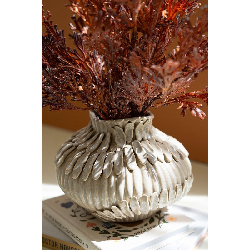 Ceramic Feather Vase 8.5" T By Kalalou