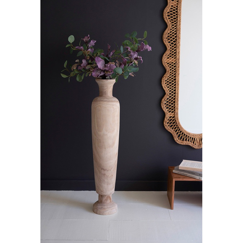 Large Carved Wooden Vase By Kalalou