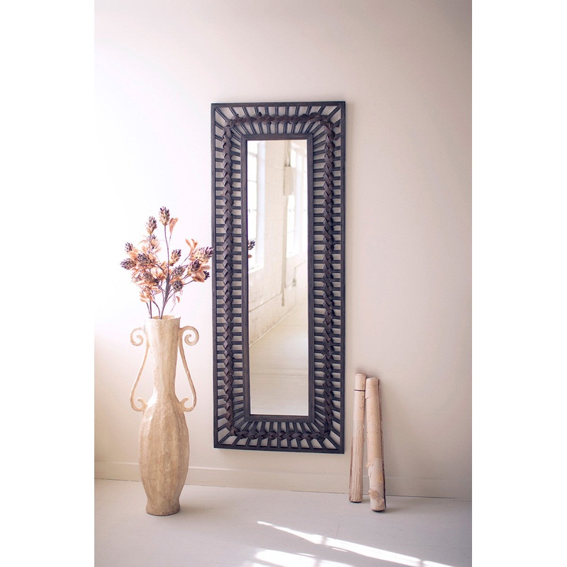 Large Rectangle Bamboo Framed Mirror By Kalalou
